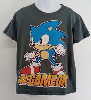 Sonic the Hedgehog Dark Gray XS 4/5 Boys T-Shirt Officially Licensed #GAMEON - Image 1 of 4