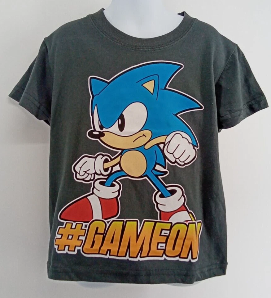 Sonic the Hedgehog Dark Gray XS 4/5 Boys T-Shirt Officially Licensed #GAMEON - Image 1 of 4
