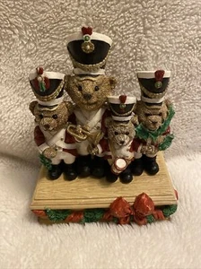 Christmas Bear Band Music Box Made in USA Ceramic Hand Painted "Deck the Halls" - Picture 1 of 6