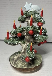 Vintage Capodimonte italienischer Porzellan Weihnachtsbaum mit Kerzen Dekor 5,5" TOP - Bild 1 von 11