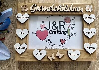PERSONALISED WOODEN PHOTO FRAME , Grandchildren - Birthday Gift Home Decor, - Image 1 of 3