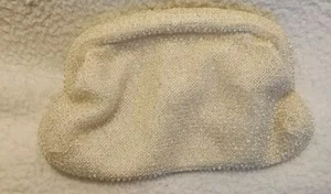 Vintage CORDE'-BEAD Ivory Clutch by LUMURED Made in USA 1950s - Picture 1 of 9