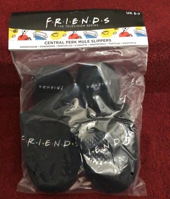 GROOVY UK LTD Sale Official Friends TV Series Merchandise Mule Slippers, Black Size 5-7 BNWT