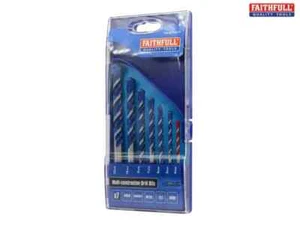 Faithfull Multi Construction Drill Bit Set 7pc 4 5 6 7 8 10 12mm FAIMCDSET7 - Picture 1 of 2