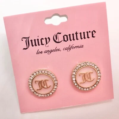 Nuevos Pendientes Juicy Couture Rosa Esmalte Redondo Tono Dorado Foto 1 de 4