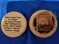 1 Inch,  25mm Engraved Copper Cube , wooden gift box, unique scientists gift.