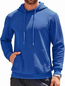 COOFANDY Men's Hooded Sweatshirts Long Sleeve Casual Waffle Knit Pullover Hoodie - Picture 1 of 18