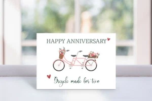 Personalised Wedding HAPPY ANNIVERSARY BIRTHDAY Card ~ Bicycle for 2 (B5) - Picture 1 of 12