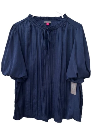 NWT Vince Camuto Women’s 2X Short Sleeve Blouse Classic Navy - Image 1 of 4