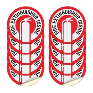Fire Extinguisher Inside Sign Stickers - 10 Pack - 3" x 3" Self-Adhesive Viny... - Picture 1 of 7