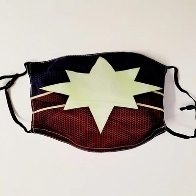 Captain Marvel Face Mask, adjustable, nose guard, filter pouch, 2 filters - Image 1 of 2