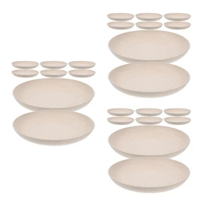  24 Stück tiefe Essteller: Unzerbrechliches Esstellergeschirr aus Weizenstroh, - Bild 1 von 4