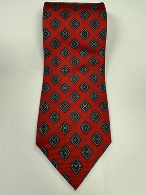 VTG Ferrell Reed 100% Silk Tie Red Green Geometric Mens Necktie EUC 60 1/2x3 5/8 - Image 1 of 4
