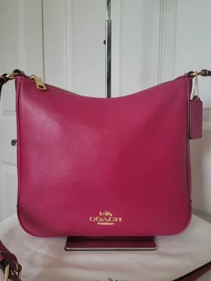 Coach Ellie Refined Pebble Leather Bag Crossbody Shoulderbag Bright Violet /Gold - Image 1 of 4
