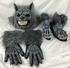 Disfraz California Gris Licán Hombre Lobo Adulto Máscara Guante Manos Zapato Cubierta Pies - Imagen 1 de 15