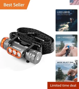 TRANSCEND 1500 Rechargeable Headlamp | 1,500 Lumens, 5 Modes - Picture 1 of 8