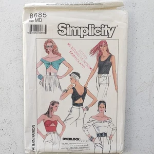 1980s Vintage 36" - 38" Bust Simplicity 8685 Bralette Turban Top Sewing Pattern - Picture 1 of 3