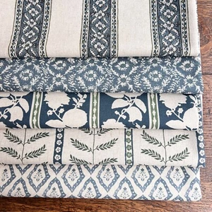 COLECCIÓN ÍNDIGO Tela Lino/Algodón Estampado en Bloques, Precio por 1/2m - Imagen 1 de 19