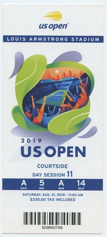 8/31 2019 US Open Tennis Courtside FULL TICKET Bianca Andreescu Serena Williams Cover