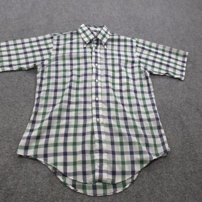 Vtg Gant Shirt Mens Large White Green Plaid Short Sleeve Button Down Paper Thin - Image 1 of 4