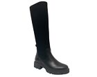 Women's Chunky Sole Knitted Knee High Boots Ladies Stretch Leg Knee Length Shoes