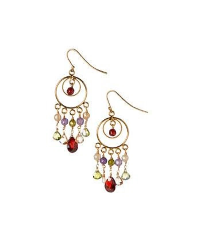 Pendientes de plata esterlina Goddess Chandelier de peridoto, granate y amatista Foto 1 de 1