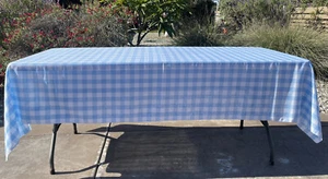 100% Polyester Checkered Tablecloth Fabric Baby Blue Gingham Table Cover US MADE - Picture 1 of 7