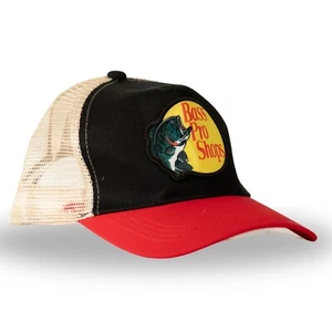 Bass Pro Shops Truckermütze Kappe Netzrücken schwarz rot Outdoor Angelausrüstung - Bild 1 von 7