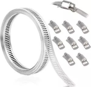 Adjustable 304 Stainless Steel Duct Clamps Hose Clamp Pipe Clamp Air Ducting Cla - Picture 1 of 11