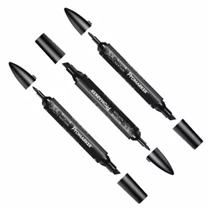 Winsor & Newton Promarker Twin-Tip Alcohol Marker Pen Custom Bundle of 3 x Black - Picture 1 of 1