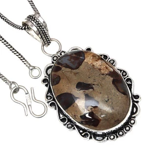 Pendant Rock Calsi Gemstone Valentine'Day Gift Silver Jewelry 2" - Picture 1 of 7