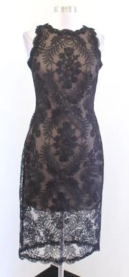 Tadashi Shoji Nanette Black Embroidered Lace Hi Lo Dress Cocktail Evening Size 2 - Image 1 of 4