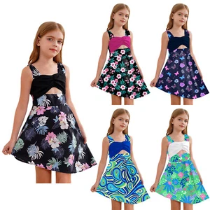 Kids Girls Short Dresses Bodice Dress Holiday Sundress Birthday Daily Wear - Picture 1 of 62