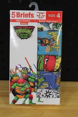 Teenage Mutant Ninja Turtles Boys Cotton Brief  Underwear-5 Pk-Size 4-NEW IN BOX — 第 1/2 张图片