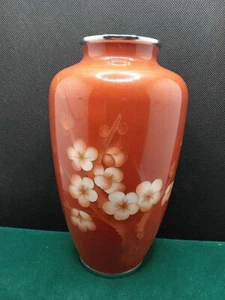  Vintage Silver Wire Cloisonné With White Blossoms  7" Vase - Picture 1 of 6