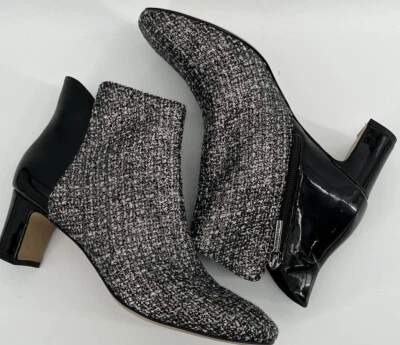 DONALD J PLINER 女式短靴黑色灰色 9 M Jaxx 踝靴闪亮珠光 — 第 1/4 张图片