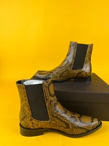 Freda Salvador Joan Chelsea Boots Womens 5 M Brass Snake Embossed Leather NWB - Picture 1 of 12