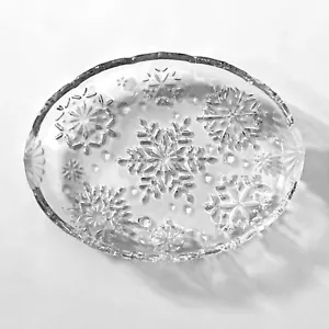 Mikasa, Snowflake Frost, Klar und Milchglas 9,5" lang Oval Servierschale - Bild 1 von 3