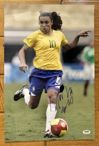 Marta Vieira da Silva SIGNED 12x18 Photo Team Brazil Soccer PSA AUTOGRAPHED NWSL - Picture 1 of 3