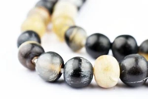 Spherical Natural Horn Beads 9mm Indonesia Multicolor Round 15 Inch Strand - Picture 1 of 3