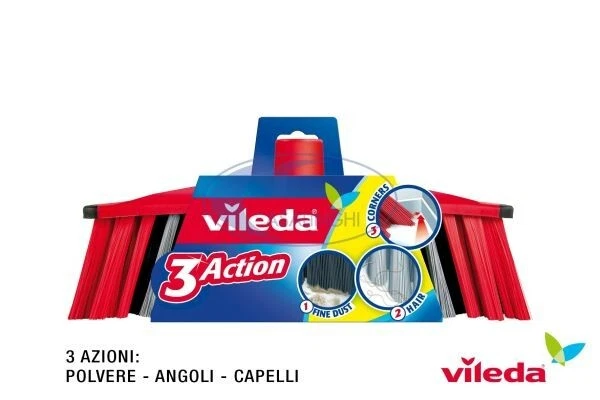 Balai Vileda 3-AZIONI Poudre Angles et Cheveux Compatible Avec Tutti I Poignées - Photo 1/1
