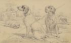 Otto Arnz (1823-aft. 1860) "Hunting dogs", drawing, 1850