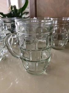 6er Set hellgrüne Glasbecher in Fassform Blockmuster fasst 8 Unzen - Bild 1 von 13