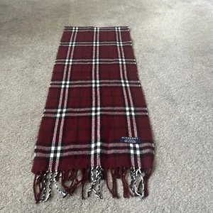 Burberry 100% Cashmere Scarf Red Check - Picture 1 of 3