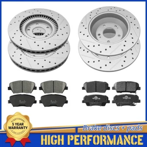 Pastillas de rotores de freno de disco perforados delanteros traseros para Hyundai Santa Fe Sport Kia Sorento - Imagen 1 de 6