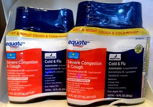 Equate Daytime & Nighttime Severe Congestion Cough Cold & Flu Relief LOT of 2 - Picture 1 of 2