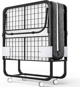 Folding Bed with Mattress 75x38 Twin Size Bed Frame Portable 5inch Thick Mattres - Picture 1 of 6