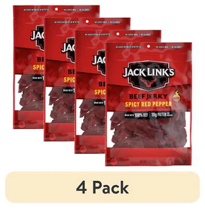 (4 pack)Jack Link’s Beef Jerky, Spicy Red Pepper,Made with 100%Beef High quality - Picture 1 of 9