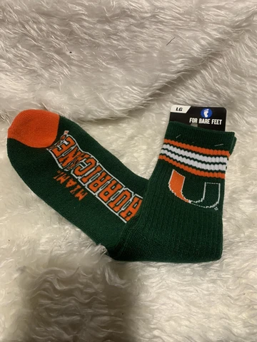 Youth For Bare Feet Miami Hurricanes 4-Stripe Deuce Quarter-Length Socks Cover