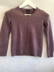 Only Mine Kids Medium Petite 2-Ply Purple Cashmere V-Neck Sweater Pullover - Picture 1 of 8